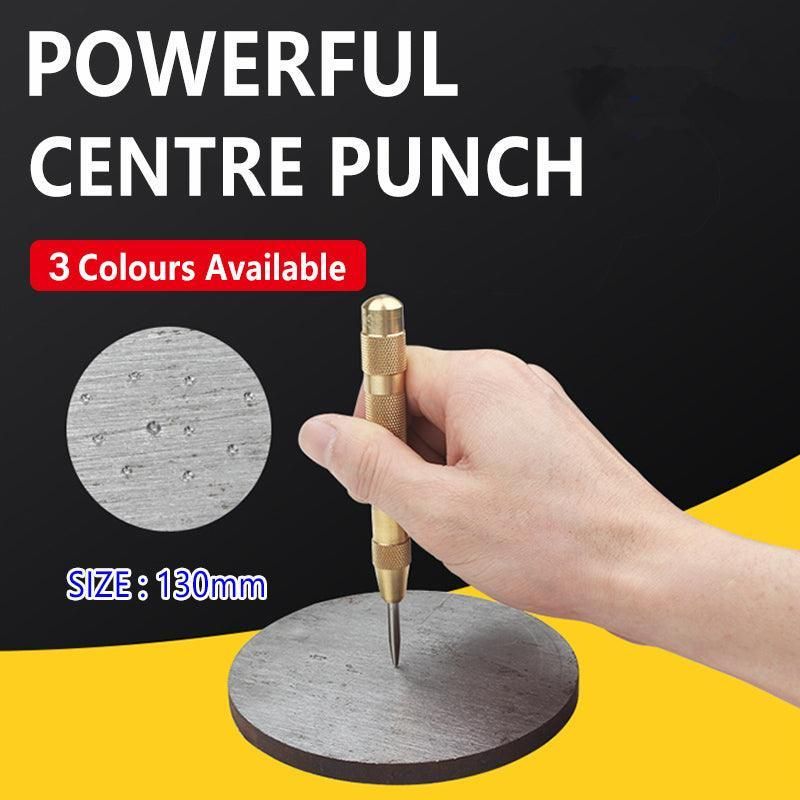 130mm Spring Loaded Centre Punch Automatic Brass Marking Tool Heavy Duty - Black view 2