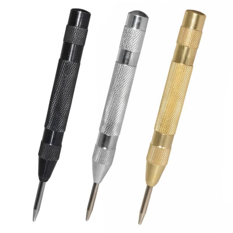 130mm Spring Loaded Centre Punch Automatic Brass Marking Tool Heavy Duty - Black view 3