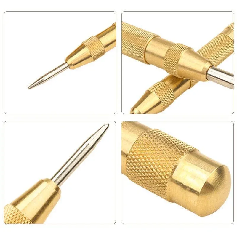 130mm Spring Loaded Centre Punch Automatic Brass Marking Tool Heavy Duty - Black view 5