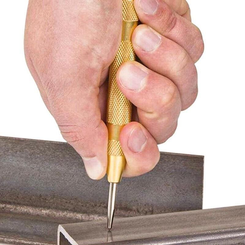 130mm Spring Loaded Centre Punch Automatic Brass Marking Tool Heavy Duty - Black view 7