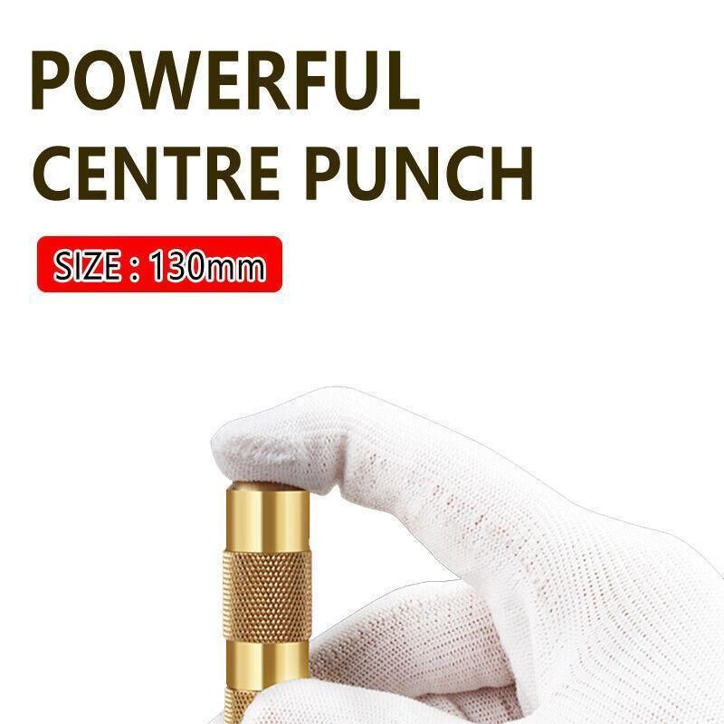 130mm Spring Loaded Centre Punch Automatic Brass Marking Tool Heavy Duty - Black view 11