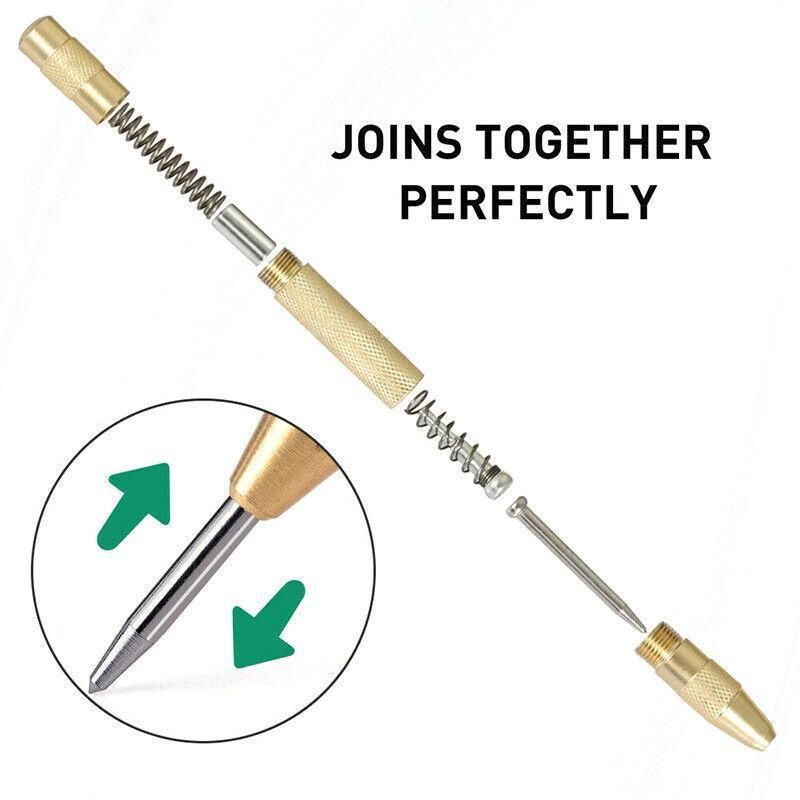 130mm Spring Loaded Centre Punch Automatic Brass Marking Tool Heavy Duty - Silver view 10