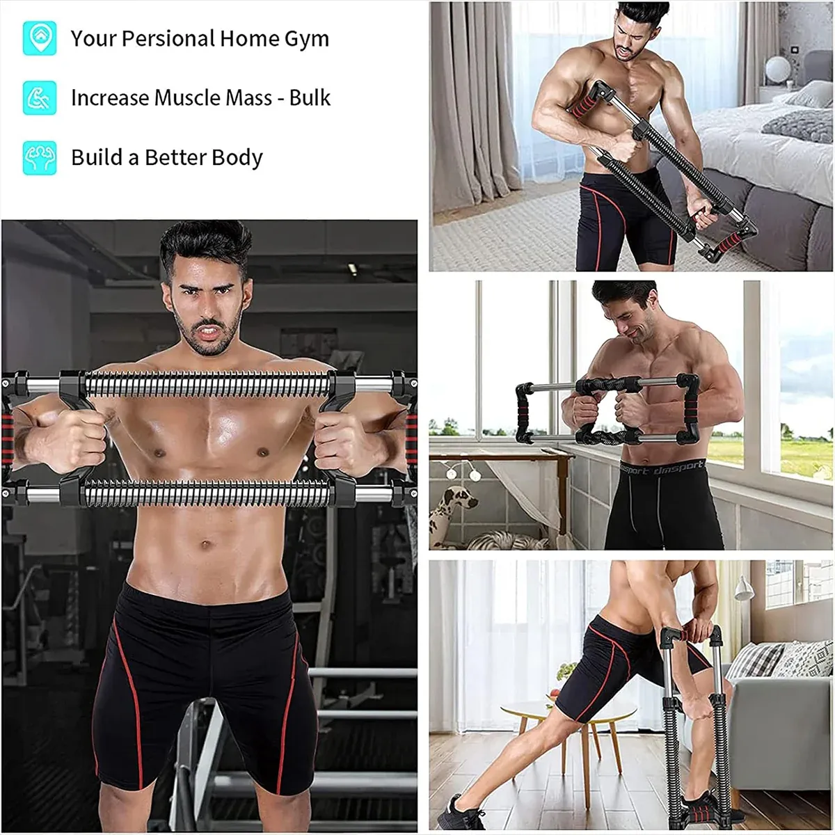 Arm Trainer Pull Press Bar 100kg Resistance Chest Abdomen Home Fitness Equipment view 4