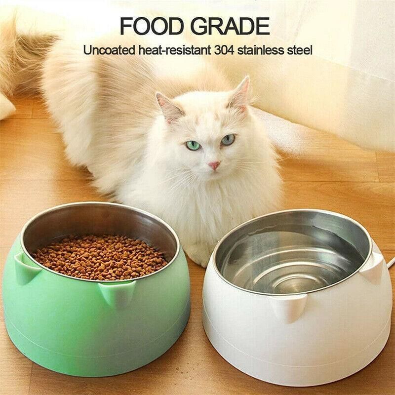 Pet Dog Cat Food Bowl Raised No Slip Stainless Steel Tilted Water Food Feeder view 6