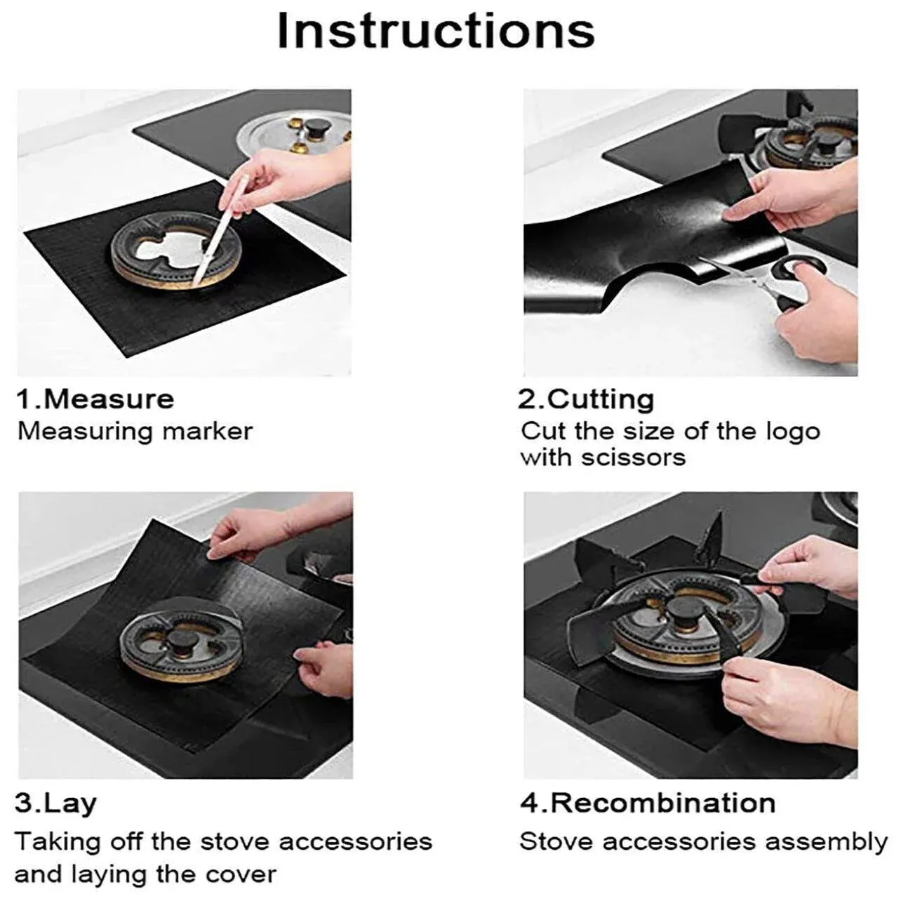 Gas Stove Burner Covers Reusable Hob Protectors Non Stick Liner Pad 4 Pcs - 4 view 13