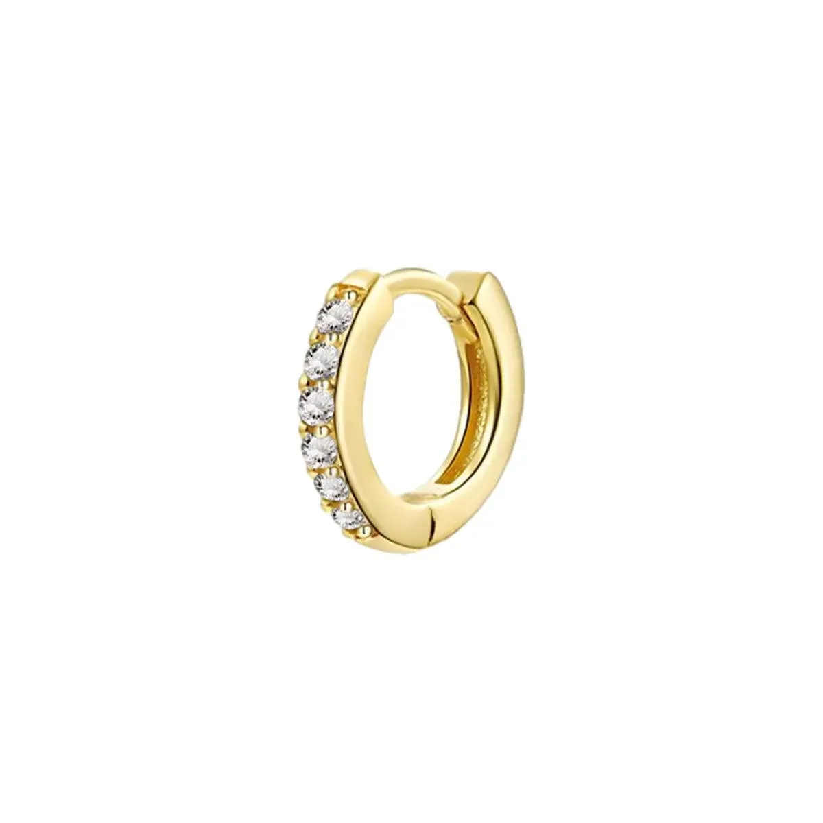 925 Sterling Silver Gold Rings Plated Cubic Crystal Cuff Huggie Hoop Earrings