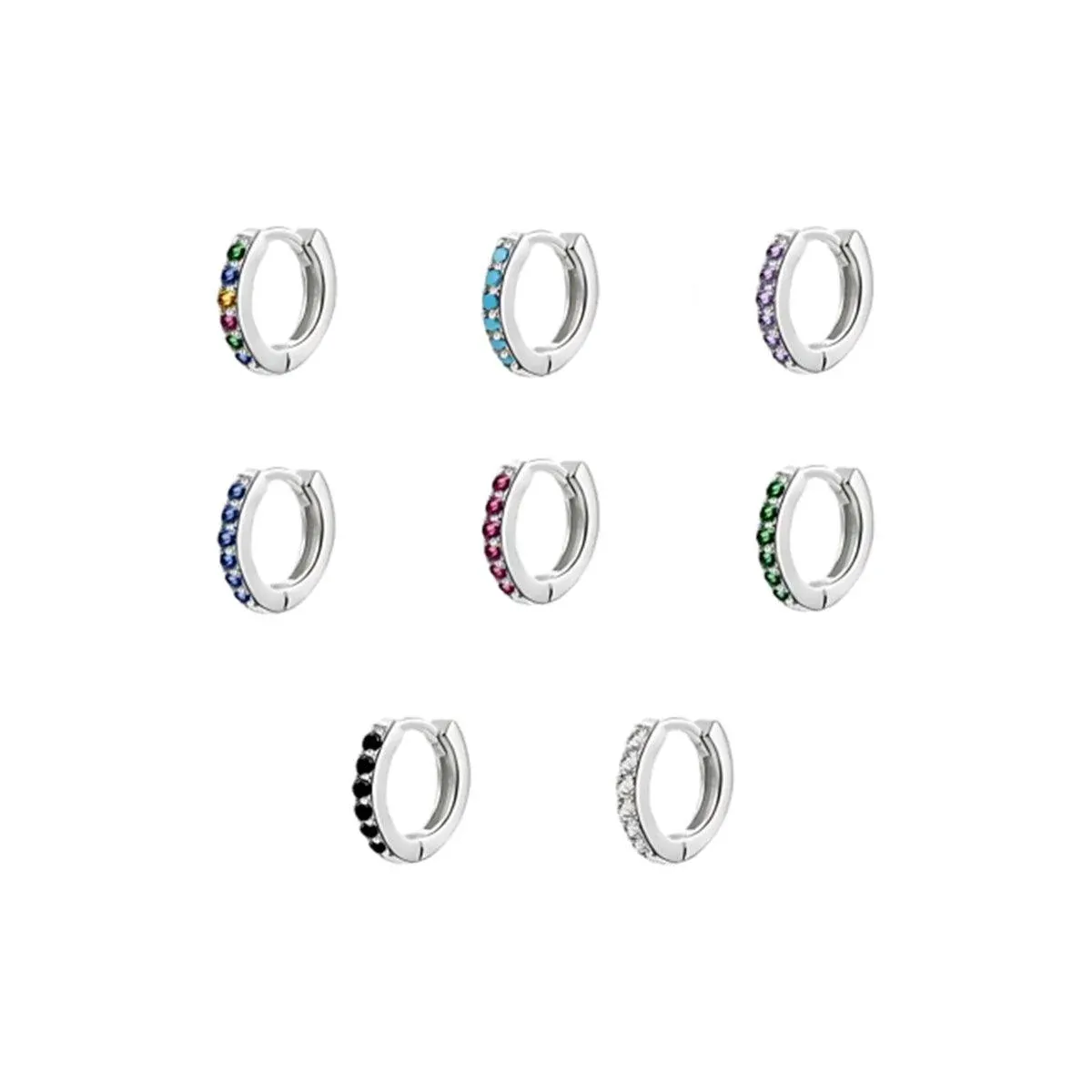 925 Sterling Silver Gold Rings Plated Cubic Crystal Cuff Huggie Hoop Earrings view 4
