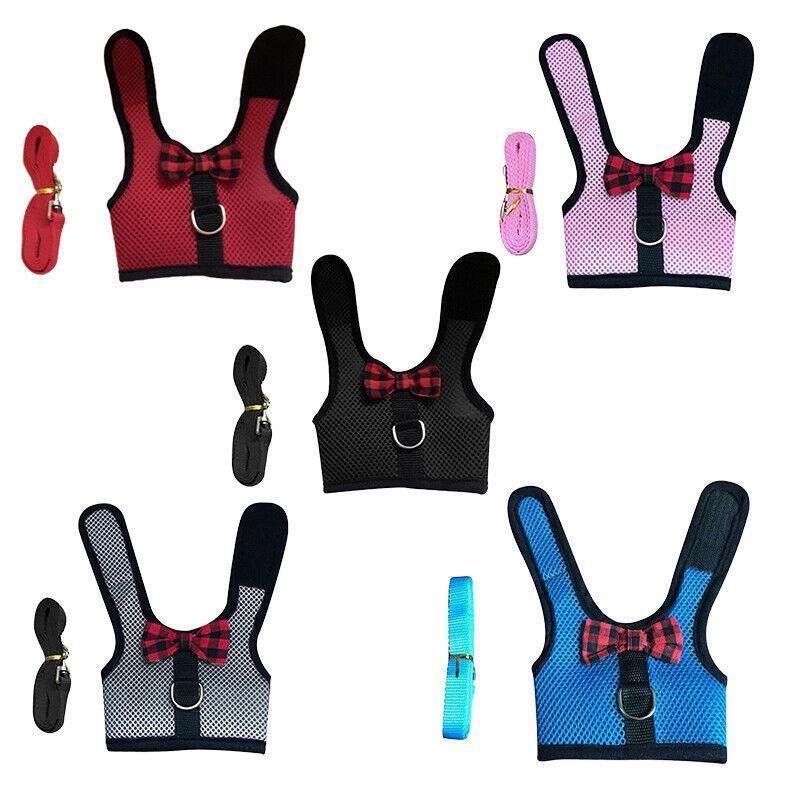 Rabbit Vest Harness Leash Lead Small Animal Pet Mesh Hamster Bunny Traction view 3