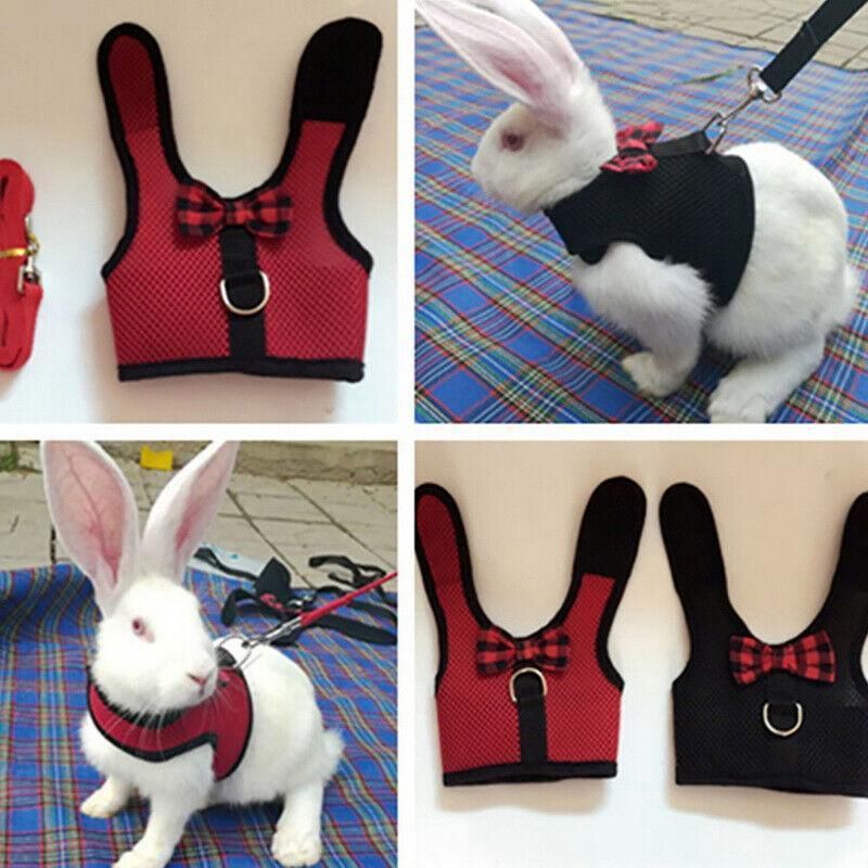 Rabbit Vest Harness Leash Lead Small Animal Pet Mesh Hamster Bunny Traction view 11