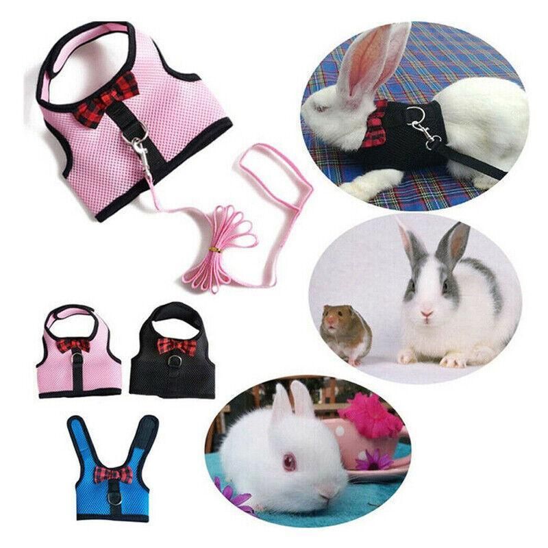 Rabbit Vest Harness Leash Lead Small Animal Pet Mesh Hamster Bunny Traction view 7