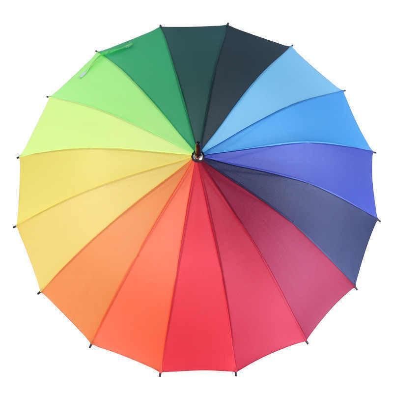 16 Ribs Large Rainbow Umbrella Fashion Straight Long Handle Anti Uv Sun Rain Au view 3