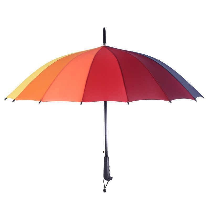 16 Ribs Large Rainbow Umbrella Fashion Straight Long Handle Anti Uv Sun Rain Au view 4