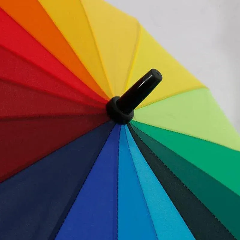 16 Ribs Large Rainbow Umbrella Fashion Straight Long Handle Anti Uv Sun Rain Au view 7