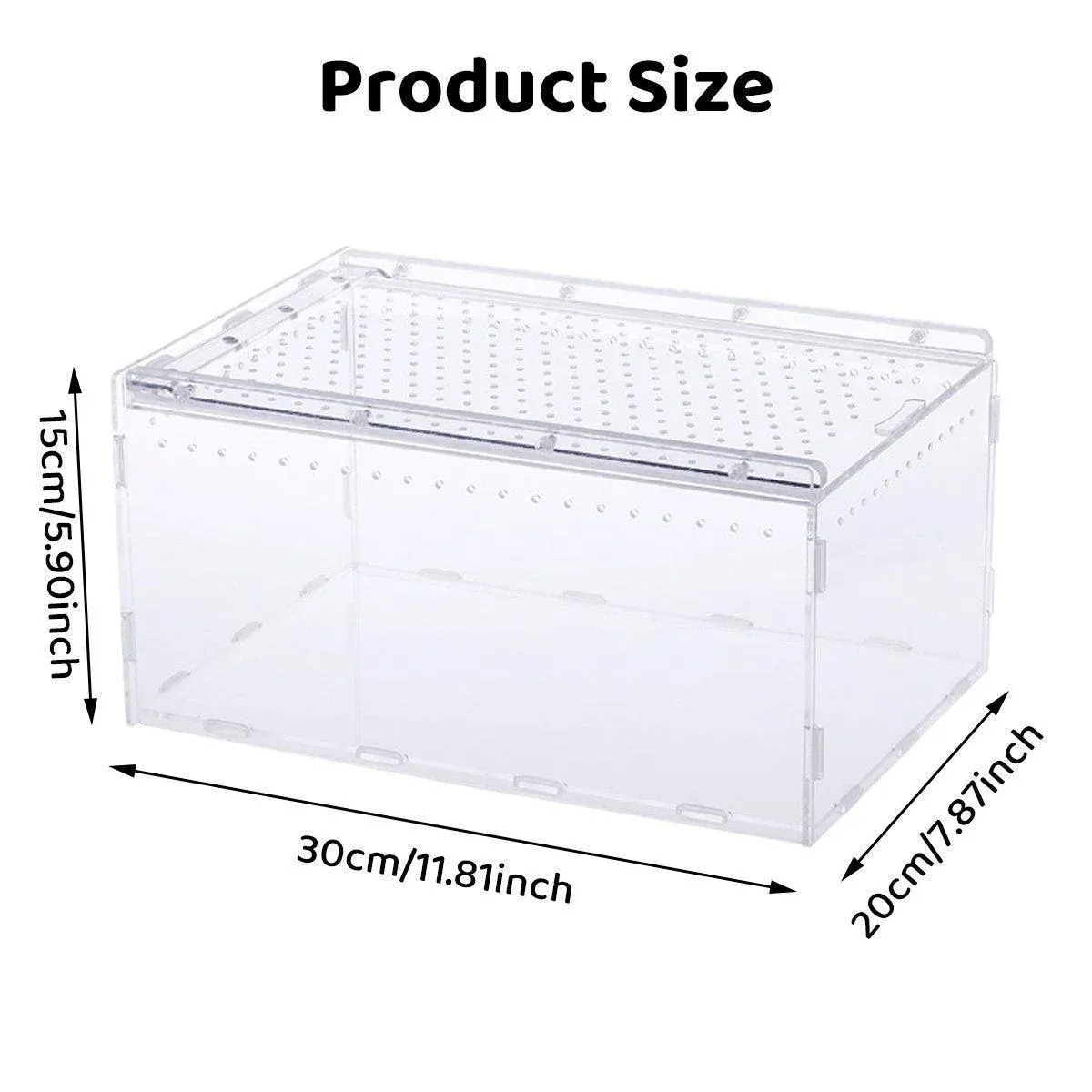 Clear Pet Box Slide Lid Reptile Breeding Habitat Panoramic View Terrarium view 3