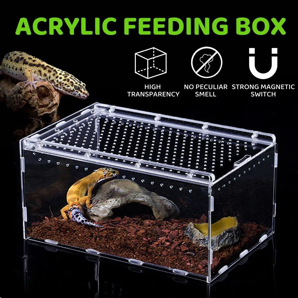 Clear Pet Box Slide Lid Reptile Breeding Habitat Panoramic View Terrarium view 6