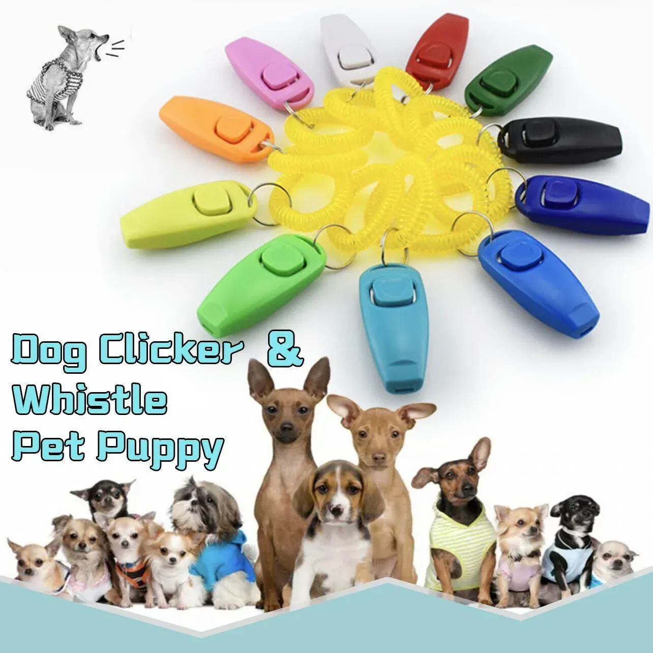 Dog Whistle and Clicker Set for Training Stop Barking Obedience Tool Combo - Red view 2