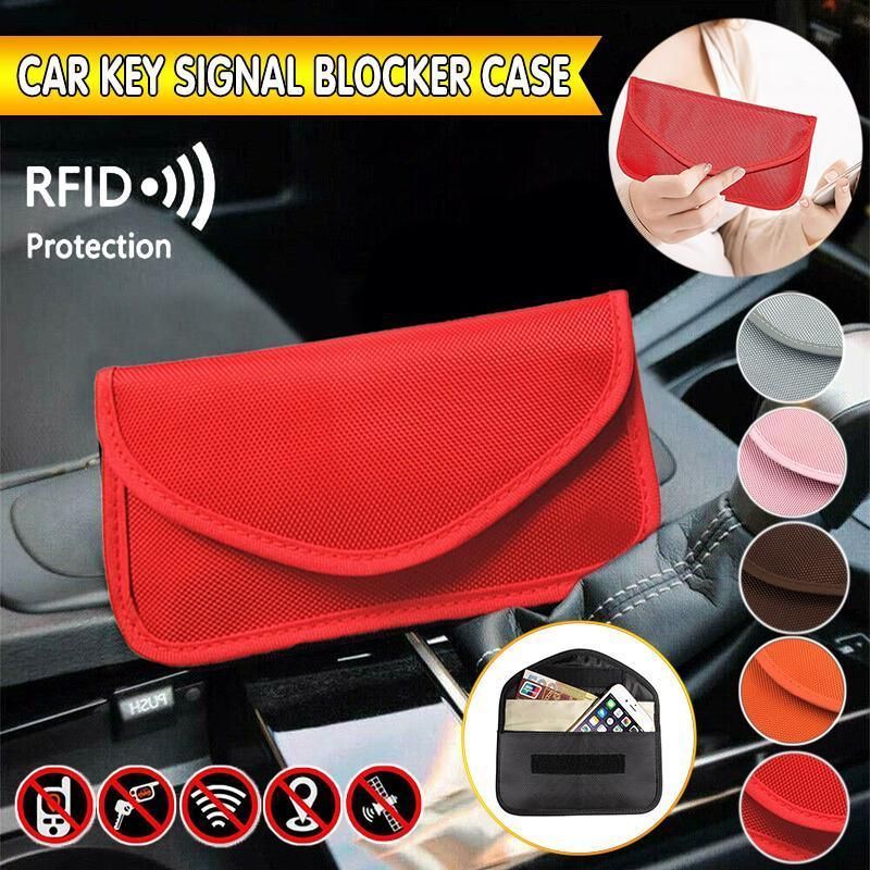 Car Key Case For Faraday Cage Fob Pouch Keyless RFID Blocking Bag - Red view 5