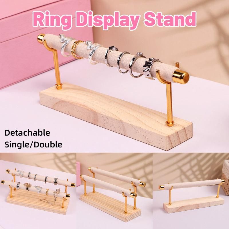 Simple Wooden Jewellery Organizer Rack Ring Display Stand for Rings Earrings view 2