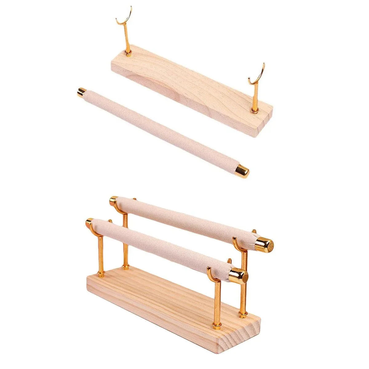 Simple Wooden Jewellery Organizer Rack Ring Display Stand for Rings Earrings view 3