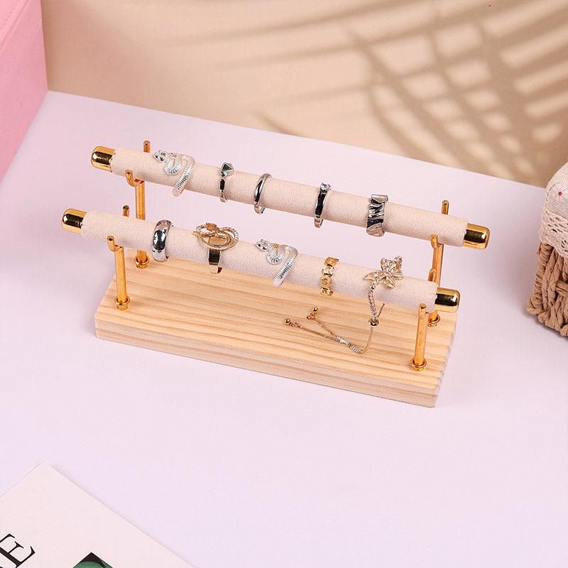 Simple Wooden Jewellery Organizer Rack Ring Display Stand for Rings Earrings view 6