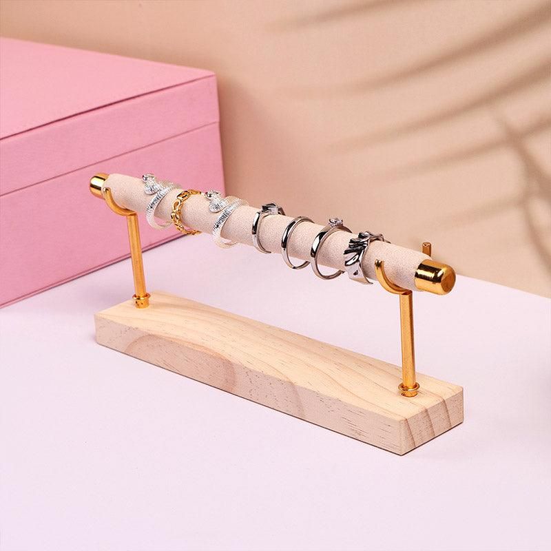 Simple Wooden Jewellery Organizer Rack Ring Display Stand for Rings Earrings view 7