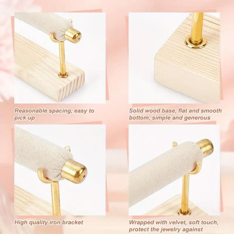 Simple Wooden Jewellery Organizer Rack Ring Display Stand for Rings Earrings view 9