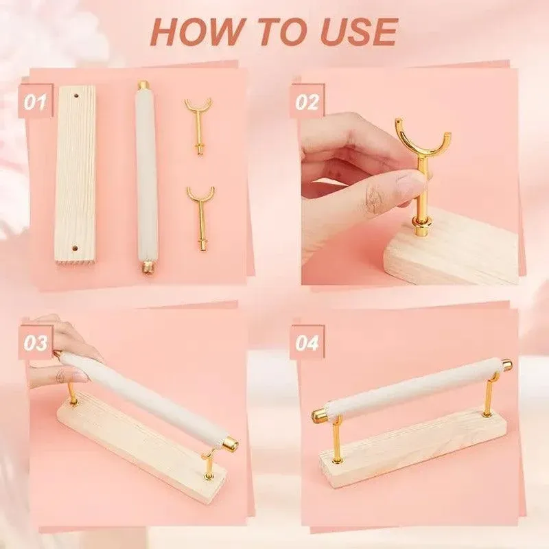 Simple Wooden Jewellery Organizer Rack Ring Display Stand for Rings Earrings view 10