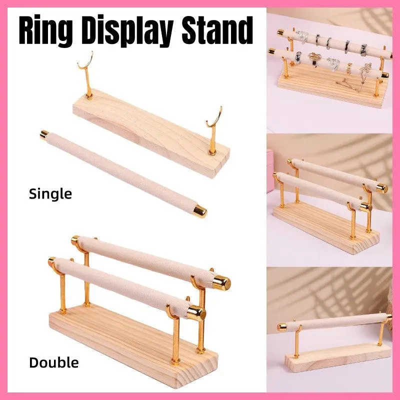 Simple Wooden Jewellery Organizer Rack Ring Display Stand for Rings Earrings view 14