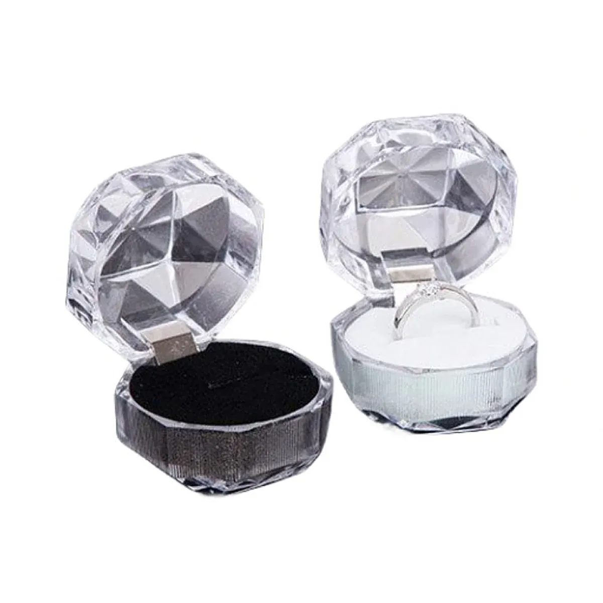 20pcs Acrylic Octagonal Jewelry Ring Earrings Box Transparent Display Cases view 3