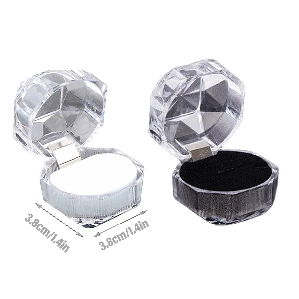 20pcs Acrylic Octagonal Jewelry Ring Earrings Box Transparent Display Cases view 4