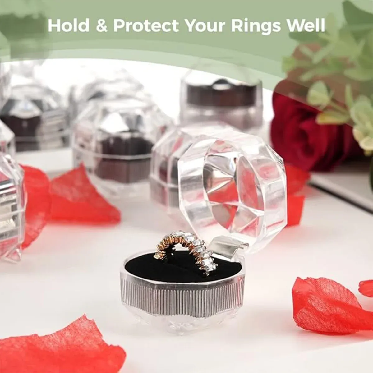 20pcs Acrylic Octagonal Jewelry Ring Earrings Box Transparent Display Cases view 8