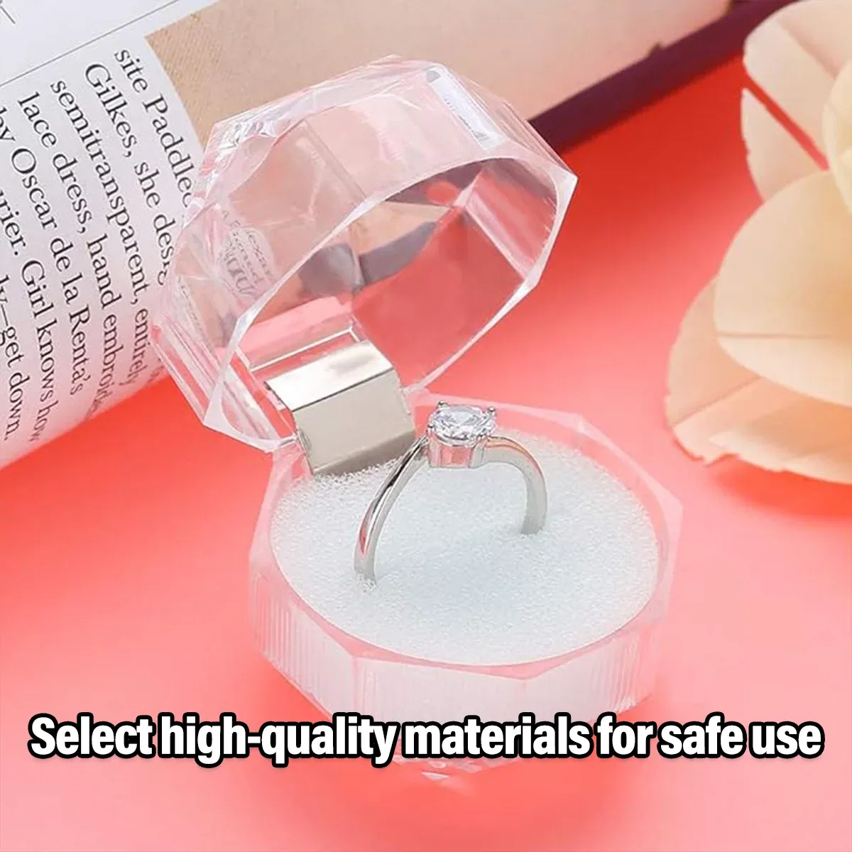 20pcs Acrylic Octagonal Jewelry Ring Earrings Box Transparent Display Cases view 10