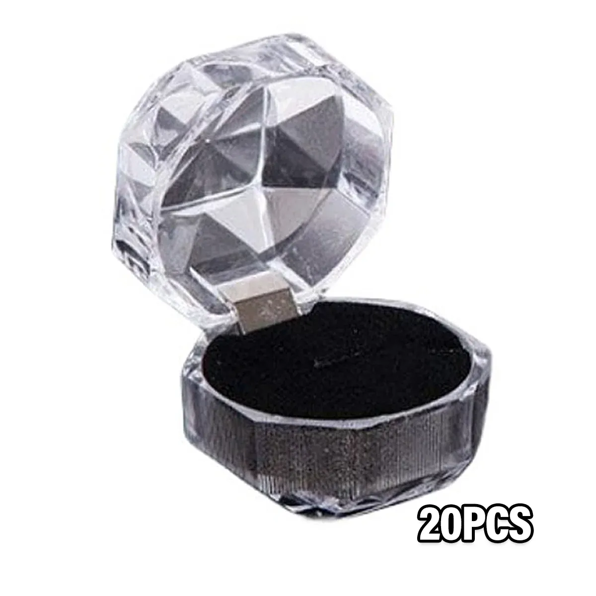 20pcs Acrylic Octagonal Jewelry Ring Earrings Box Transparent Display Cases view 14