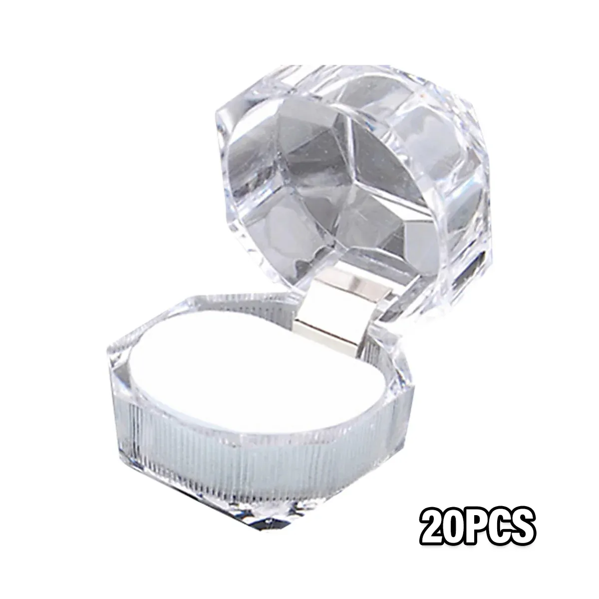 20pcs Acrylic Octagonal Jewelry Ring Earrings Box Transparent Display Cases view 15
