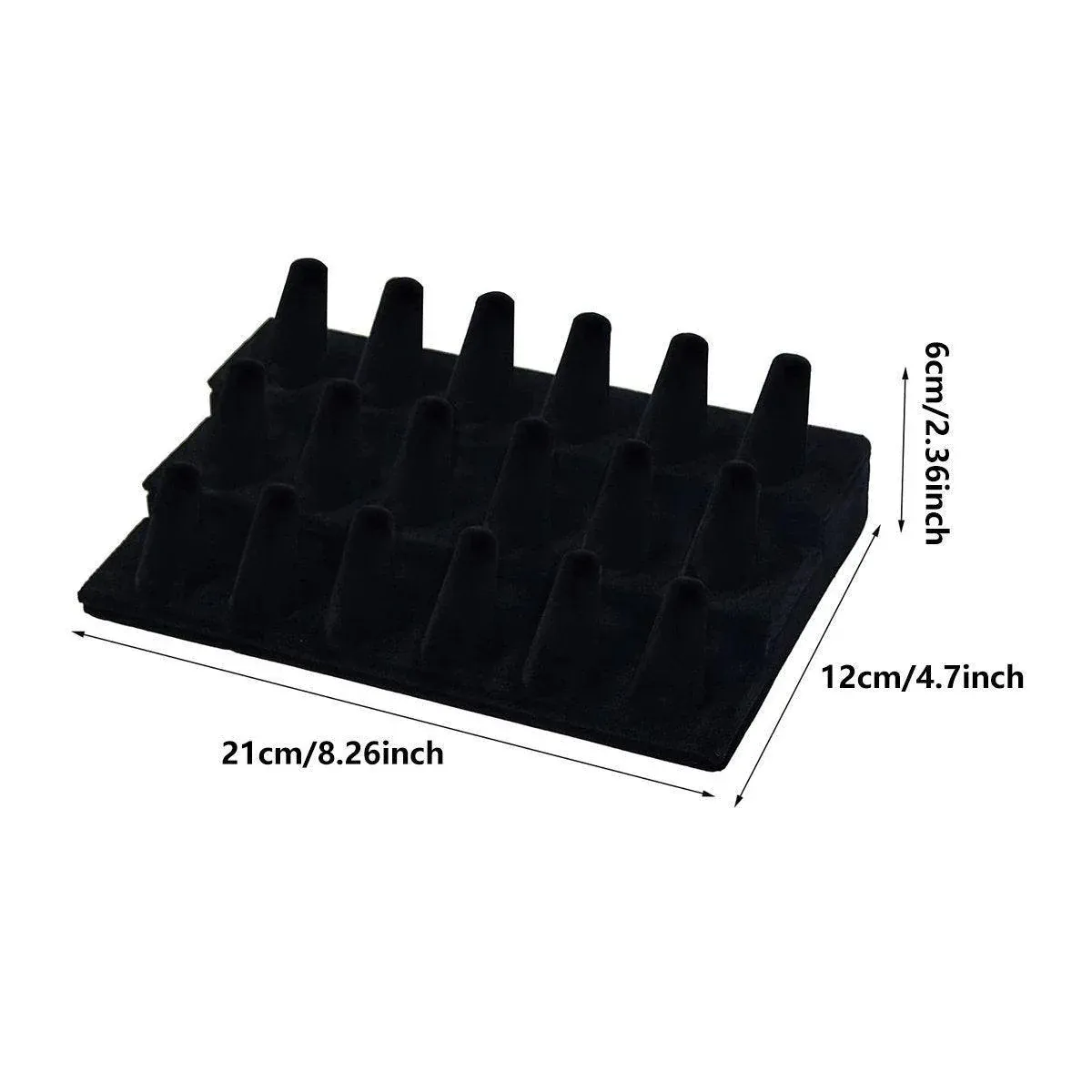Three Layer Flocking Jewelry Display Stand 18 Finger Ring Organizer Holder view 3