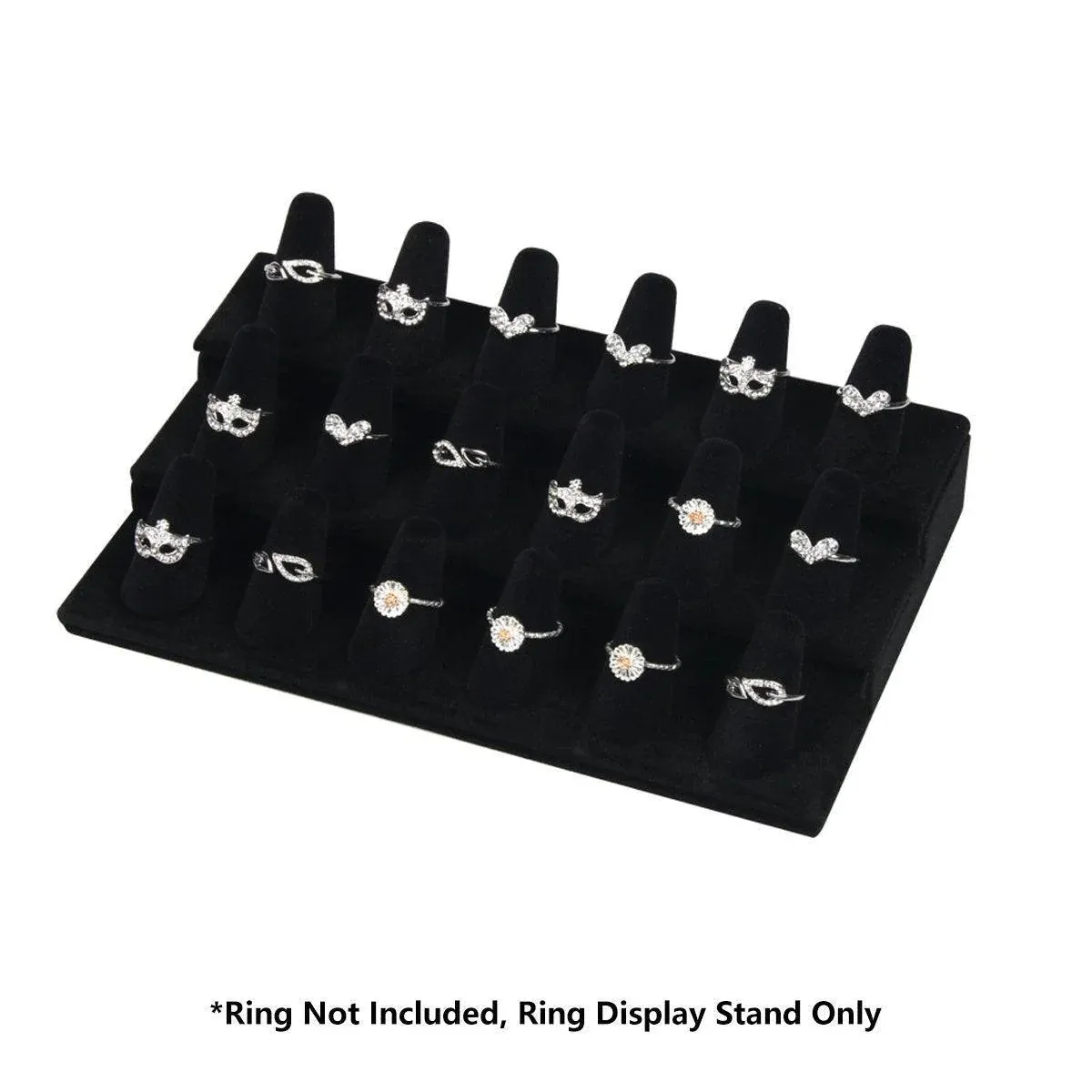 Three Layer Flocking Jewelry Display Stand 18 Finger Ring Organizer Holder view 9