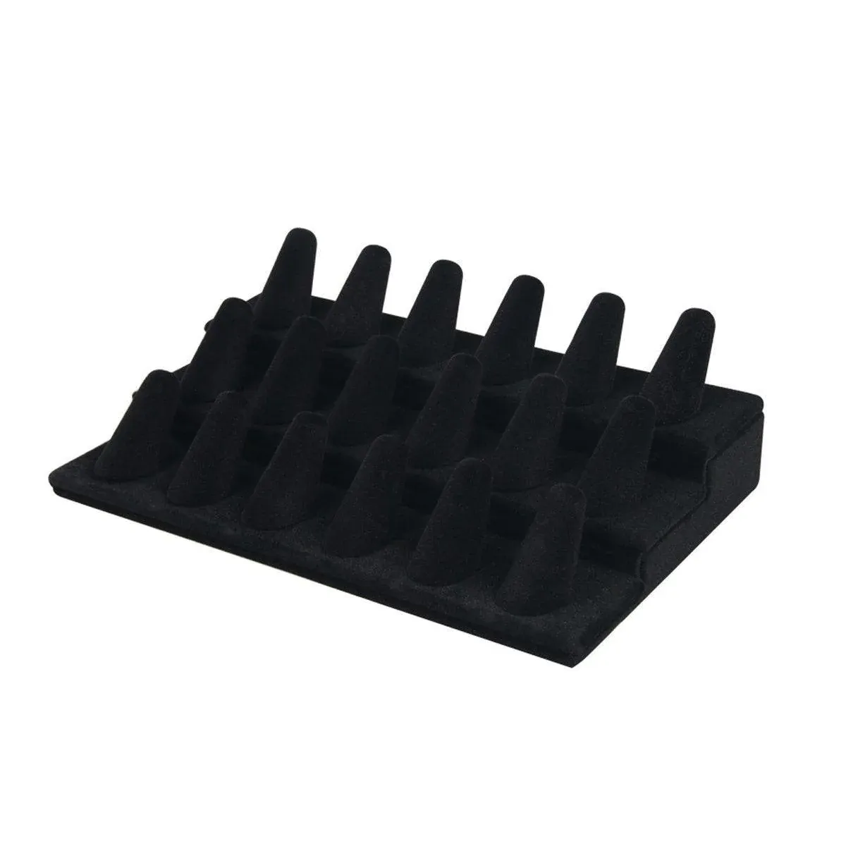 Three Layer Flocking Jewelry Display Stand 18 Finger Ring Organizer Holder view 12