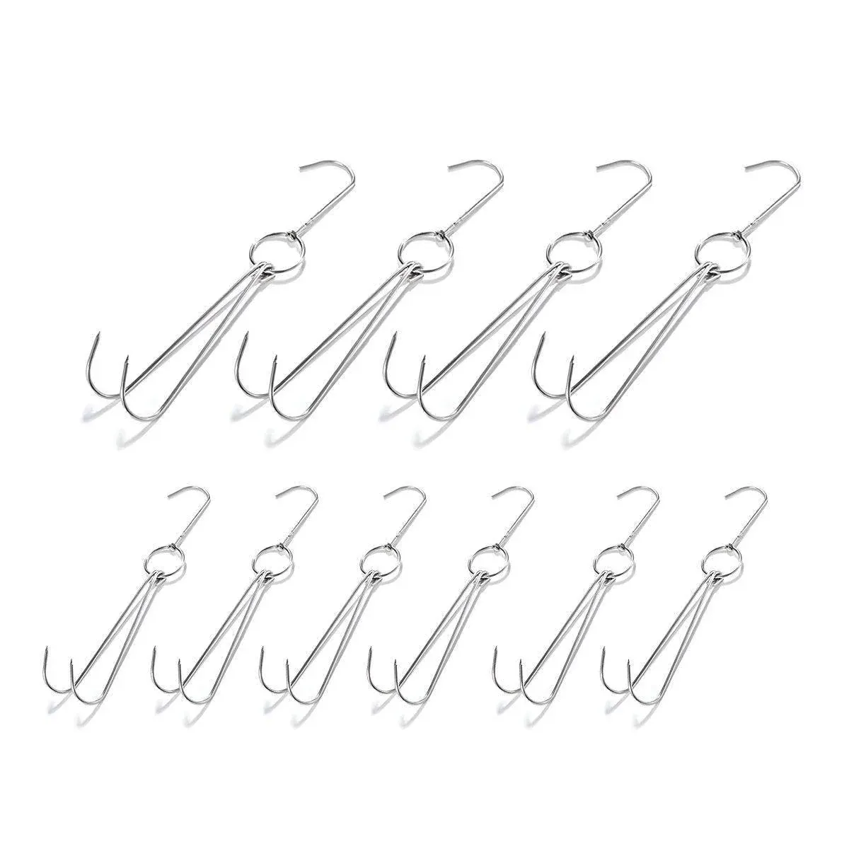 10PCS Stainless Steel Roast Duck Hooks Duty Double Hooks for Chicken Meat Goose view 2
