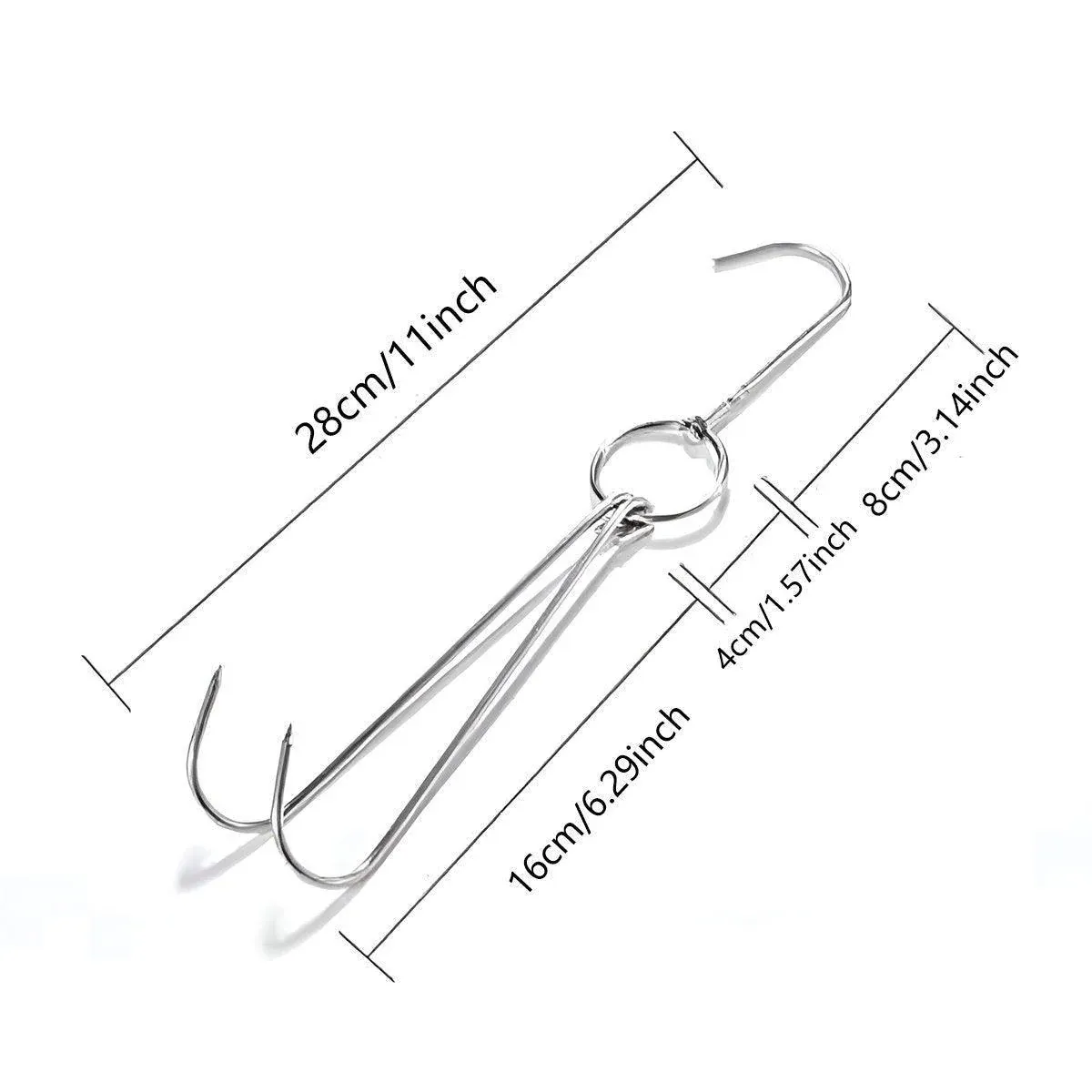 10PCS Stainless Steel Roast Duck Hooks Duty Double Hooks for Chicken Meat Goose view 3