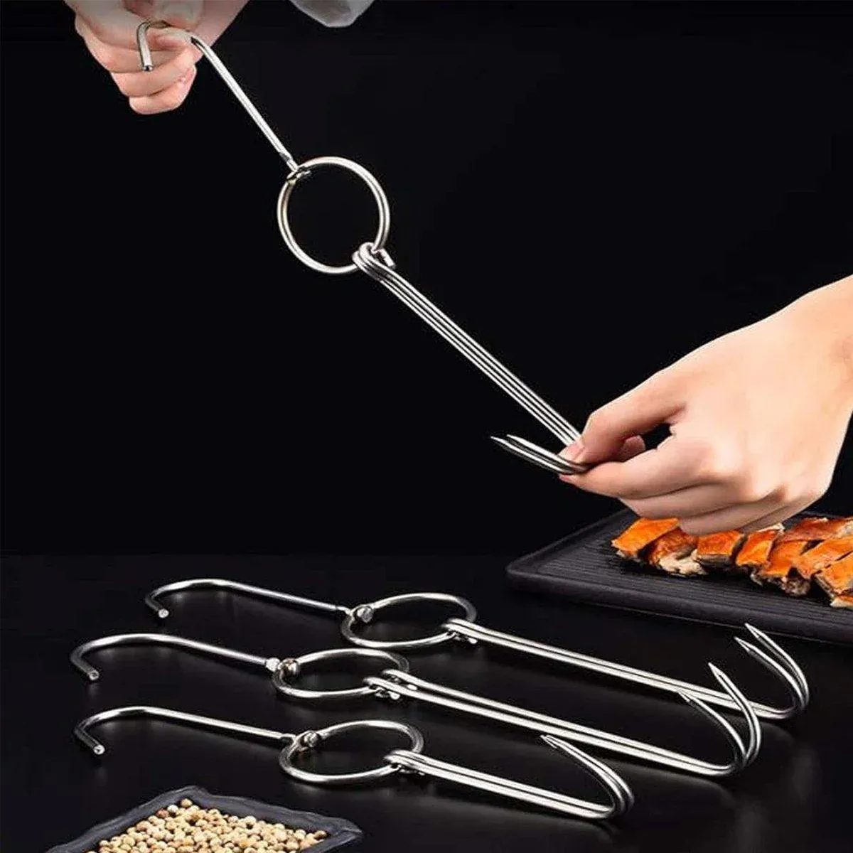 10PCS Stainless Steel Roast Duck Hooks Duty Double Hooks for Chicken Meat Goose view 4