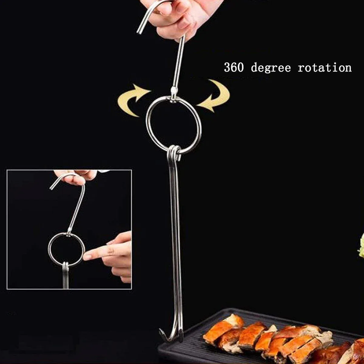 10PCS Stainless Steel Roast Duck Hooks Duty Double Hooks for Chicken Meat Goose view 7
