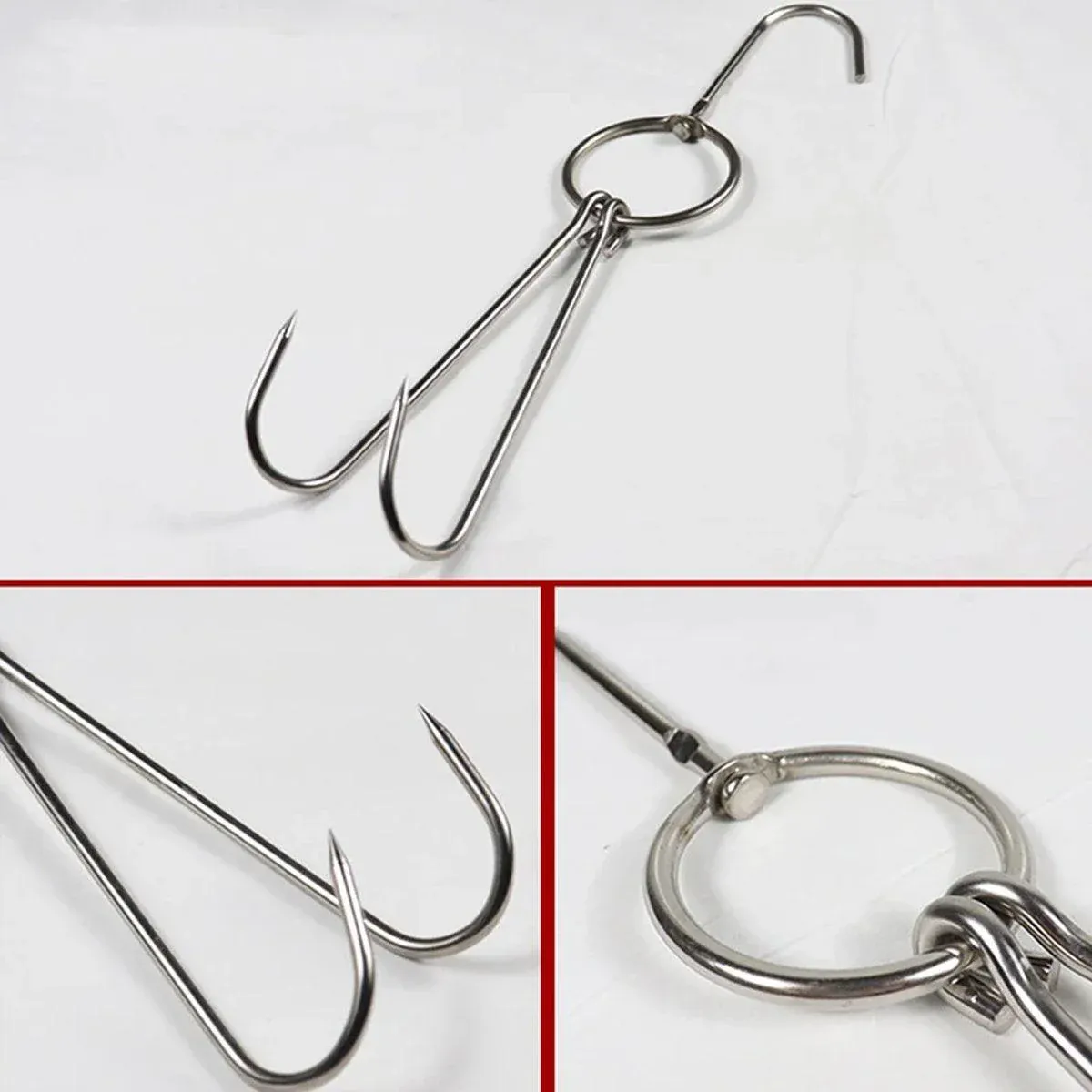10PCS Stainless Steel Roast Duck Hooks Duty Double Hooks for Chicken Meat Goose view 9