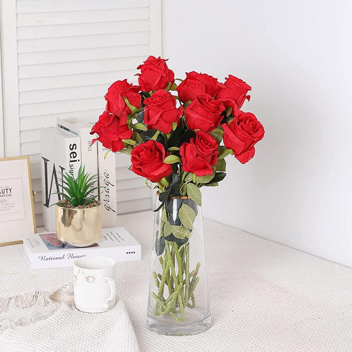 10pcs Artificial Silk Simulation Rose Flowers - Wedding Party Home Decorations view 6
