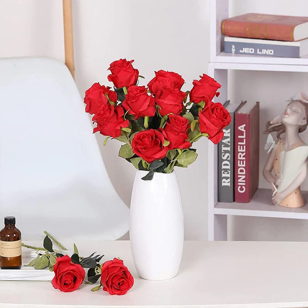 10pcs Artificial Silk Simulation Rose Flowers - Wedding Party Home Decorations view 5