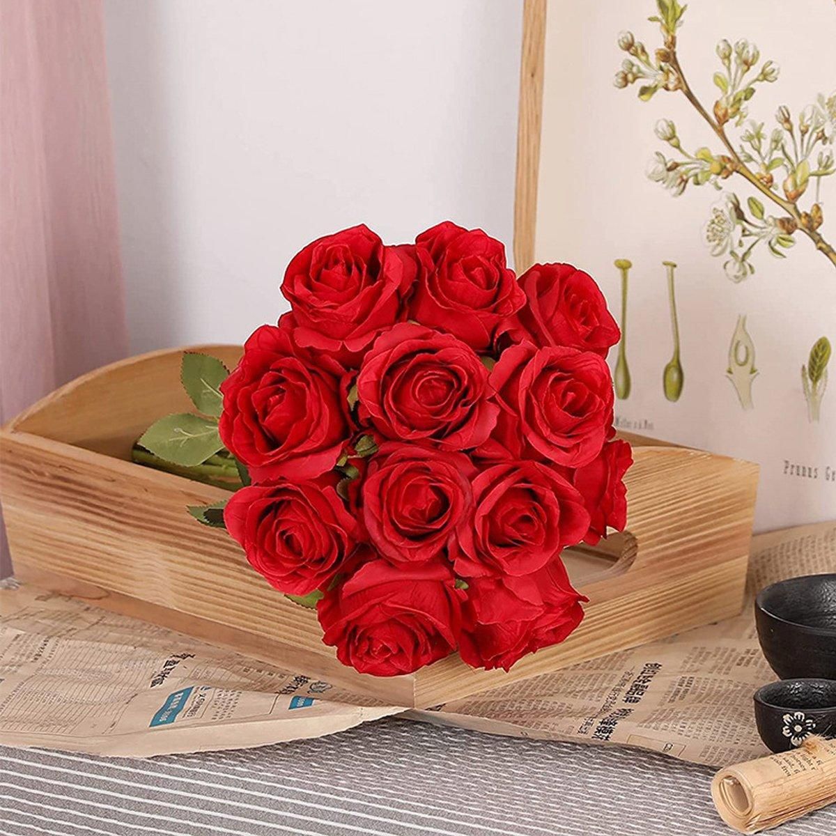 10pcs Artificial Silk Simulation Rose Flowers - Wedding Party Home Decorations view 10
