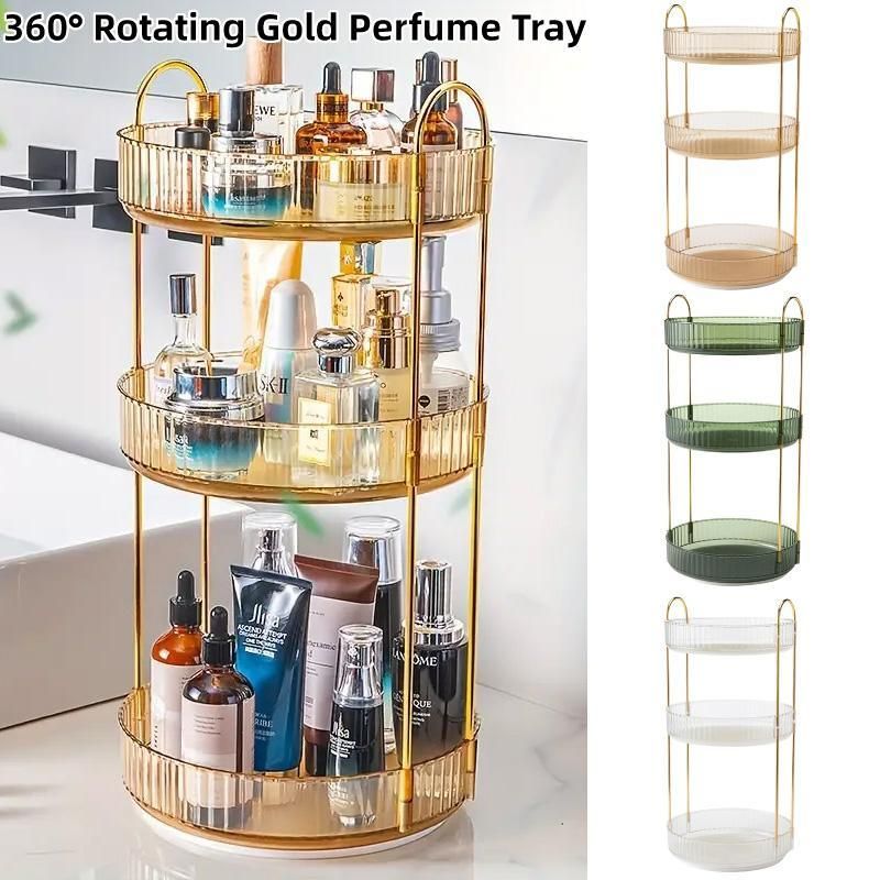 Rotating Cosmetic Organiser Home Storage Shelf Box for Makeup and Beauty view 2