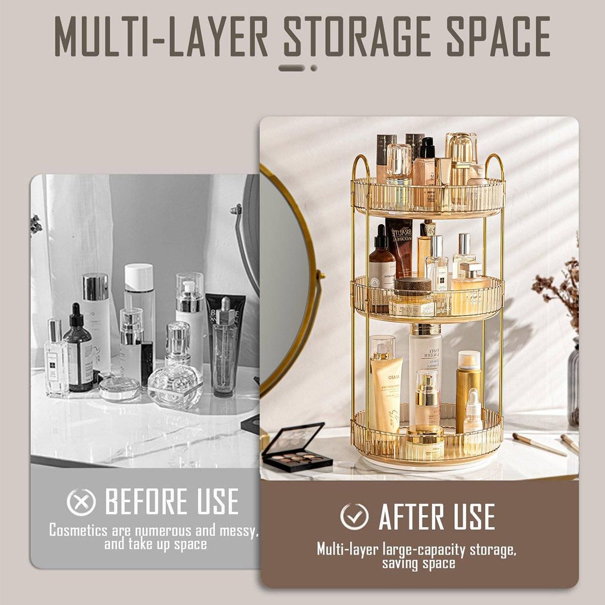 Rotating Cosmetic Organiser Home Storage Shelf Box for Makeup and Beauty view 8