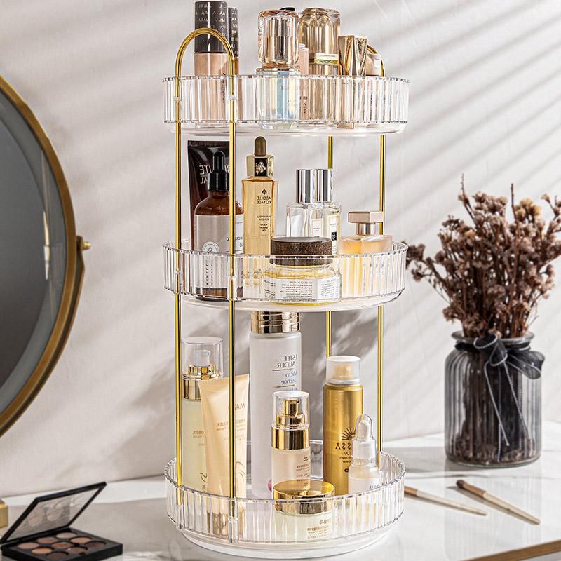 Rotating Cosmetic Organiser Home Storage Shelf Box for Makeup and Beauty view 9