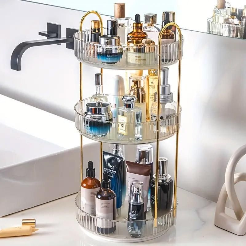 Rotating Cosmetic Organiser Home Storage Shelf Box for Makeup and Beauty view 12