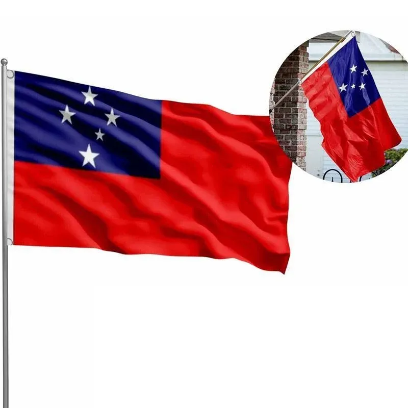 Samoa National Flag 90x150cm Large Outdoor Polyester Banner with Grommets view 10